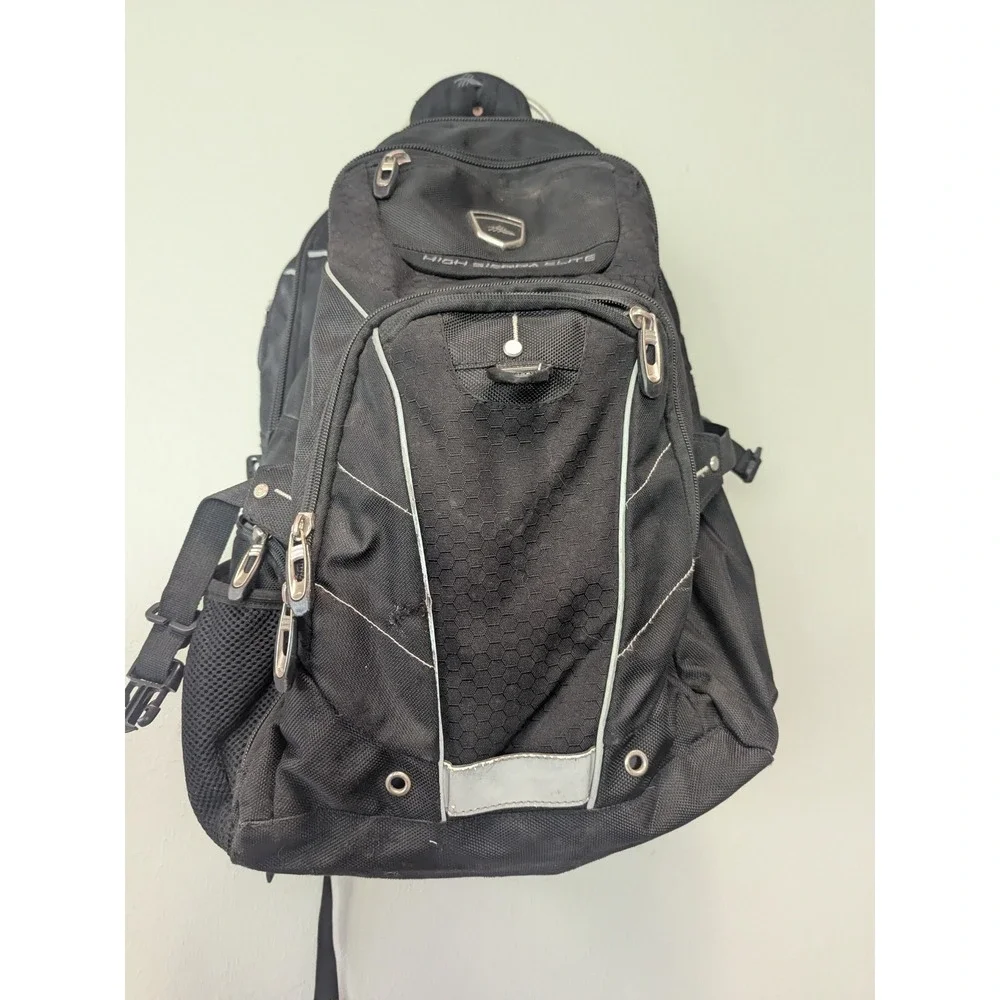 High Sierra Backpack Padded Black Book Travel Work School Camping Bag